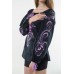 Boho Style Ukrainian Embroidered Folk  Blouse "Magic Herbs" purple on black